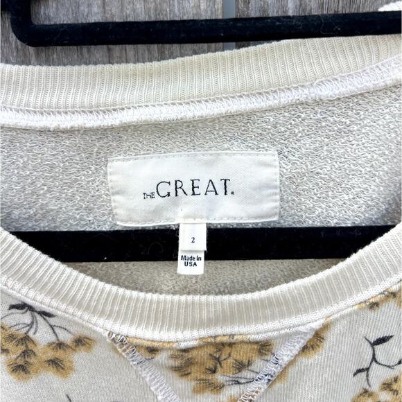 The Great. | Puff Sleeve Sweatshirt Chamomile Floral Size 2 Medium - Picture 3 of 7